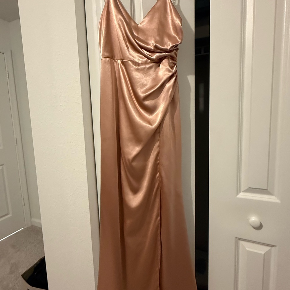 Elegant Satin Gown in Rose Gold